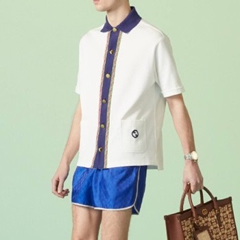 グッチユニセックスホワイトポロ半袖Tシャツu694