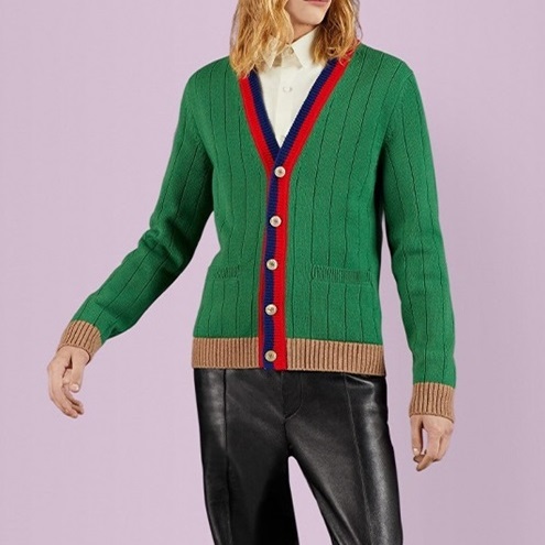 グッチメンズグリーンネックカーディガンu695