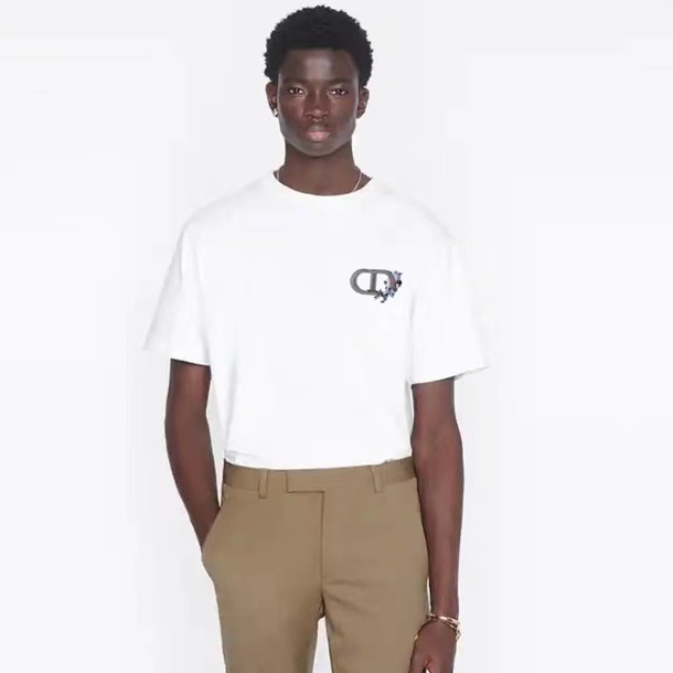 ディオールメンズホワイトクルーネック半袖Tシャツi483