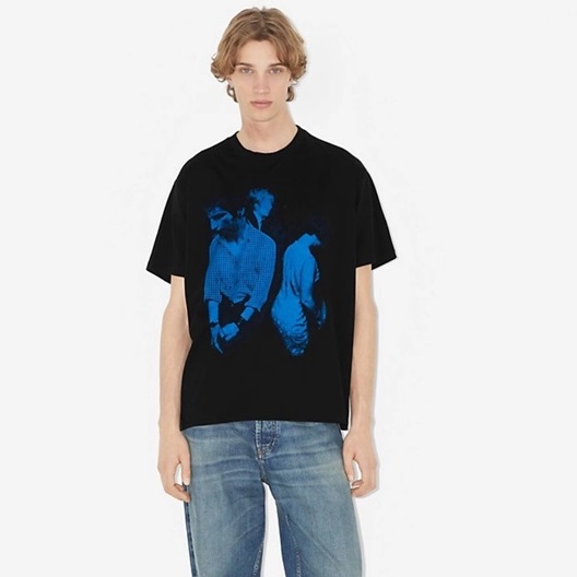 バーバリーメンズブラッククルーネック半袖Tシャツu181