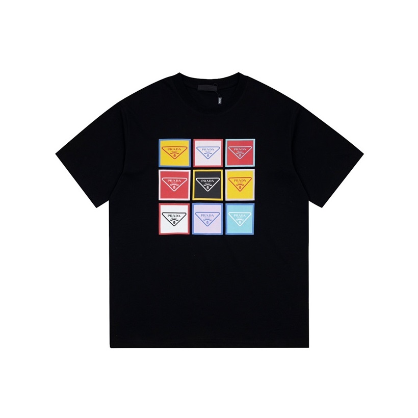 プラダメンズクルーネックブラック半袖Tシャツr515