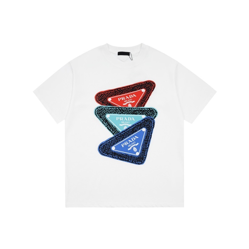 プラダメンズクルーネックホワイト半袖Tシャツr516