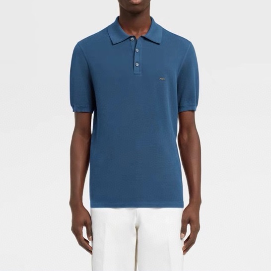 エルメネジルドゼニアメンズブルーポロ半袖Tシャツe91