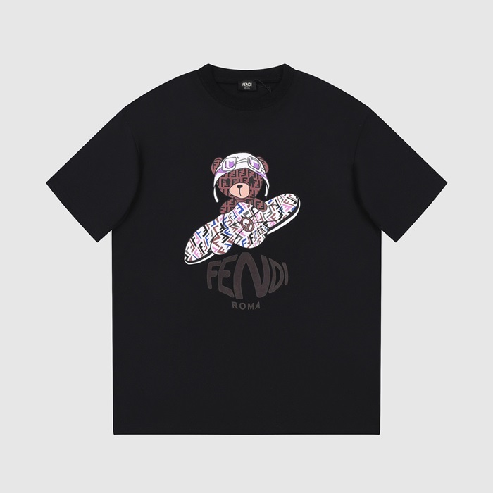 ェンディメンズブラッククルーネック半袖Tシャツe127