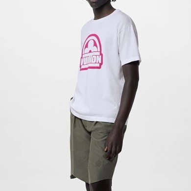 ルイヴィトンメンズホワイトクルーネック半袖Tシャツv1032