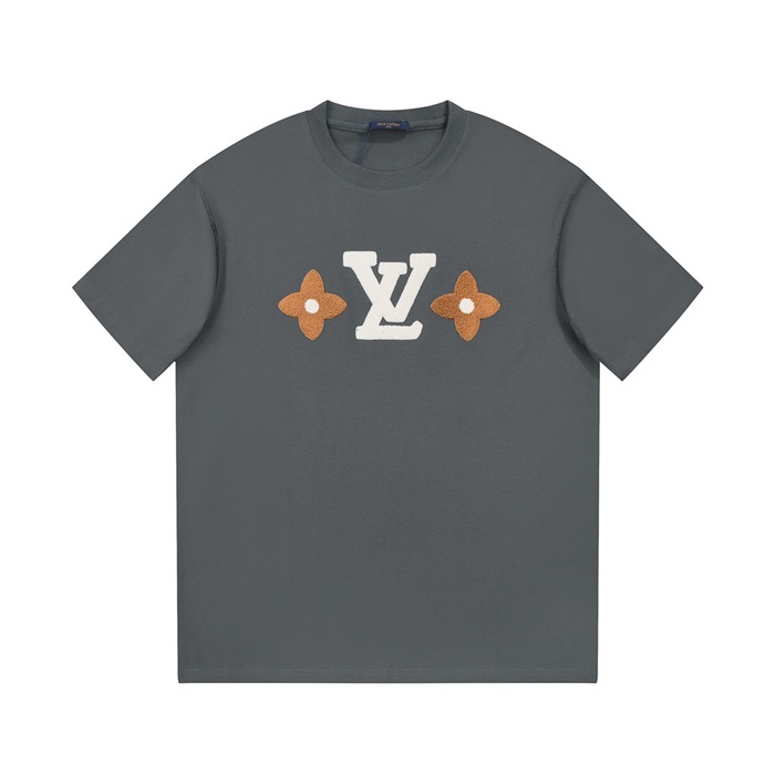 ルイヴィトンメンズグレークルーネック半袖Tシャツv1057