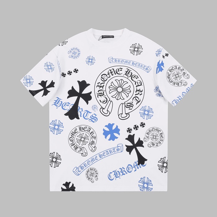 クロムハーツメンズホワイトクルーネック半袖Tシャツh147