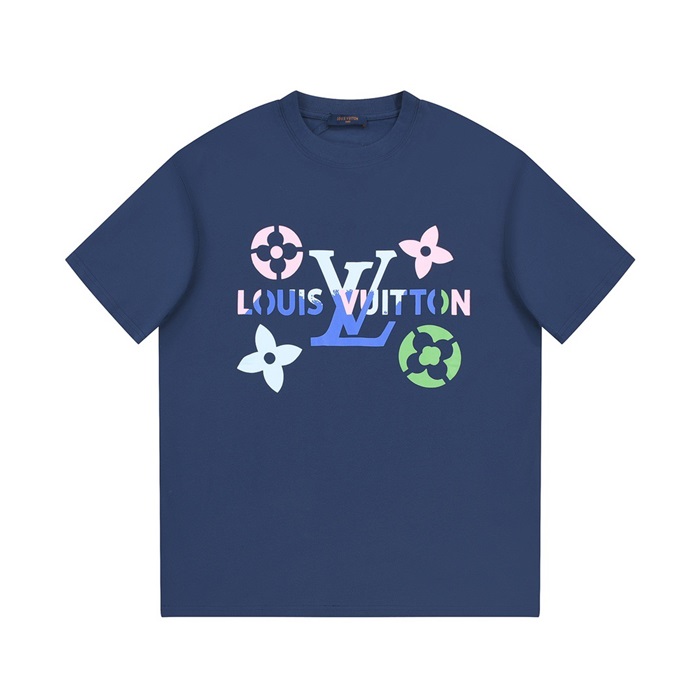ルイヴィトンメンズブルークルーネック半袖Tシャツv1067