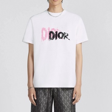 ディオールメンズホワイトクルーネック半袖Tシャツi491