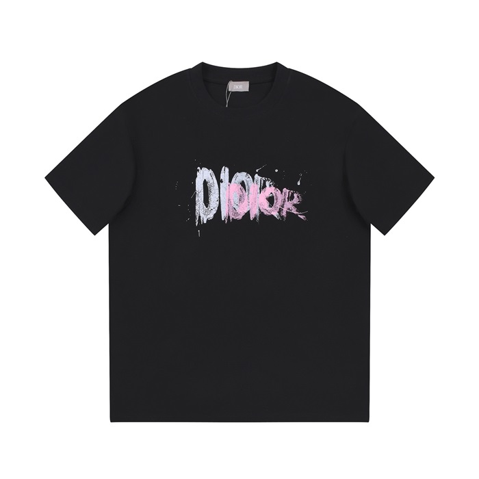 ディオールメンズブラッククルーネック半袖Tシャツi492