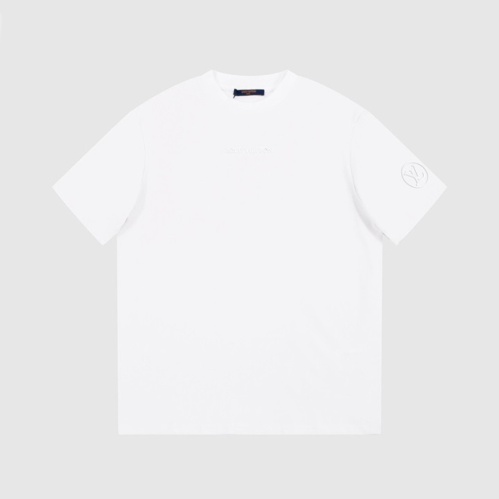 ルイヴィトンメンズホワイトクルーネック半袖Tシャツv1074