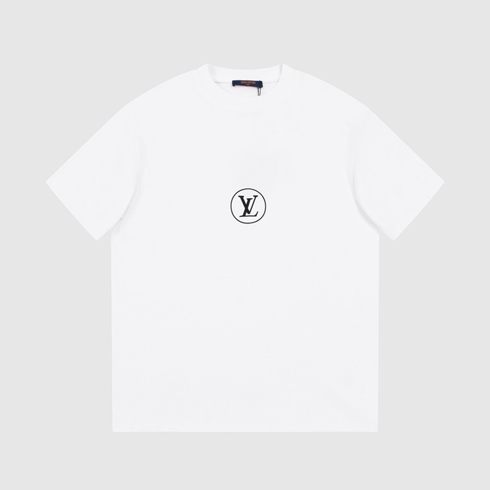 ルイヴィトンメンズホワイトクルーネック半袖Tシャツv1086