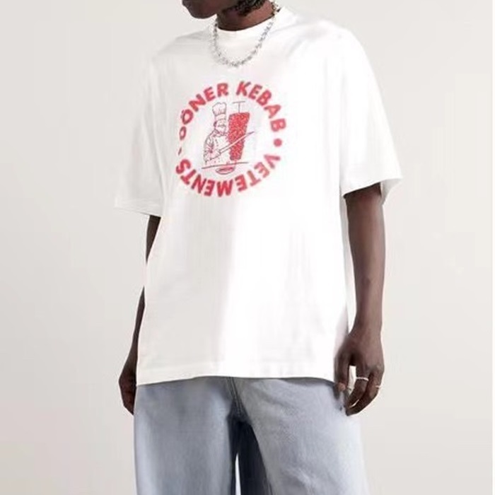 ヴェトモンユニセックストレンディホワイト半袖Tシャツt357