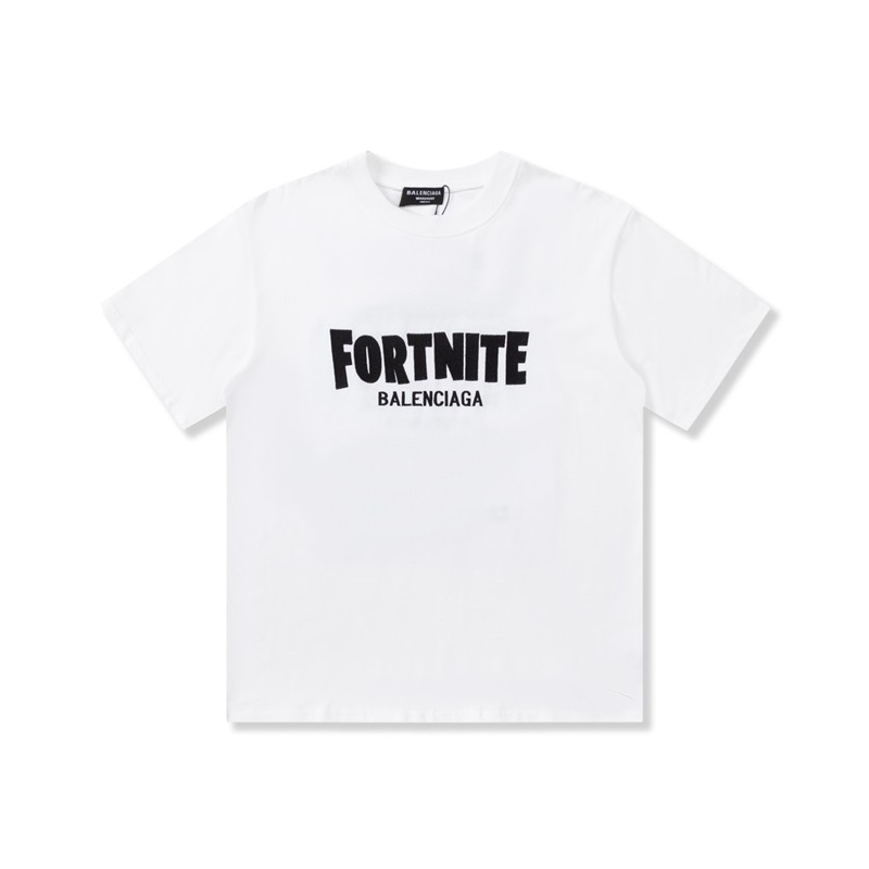 バレンシアガメンズホワイトクルーネック半袖Tシャツa428