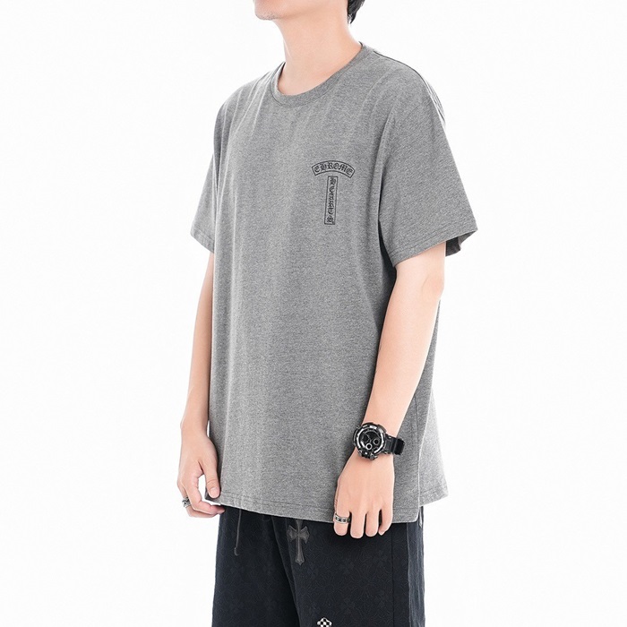 クロムハーツメンズグレークルーネック半袖Tシャツh149