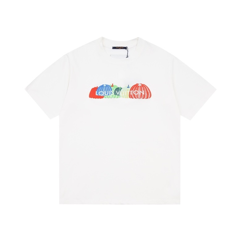 ルイヴィトンメンズホワイトクルーネック半袖Tシャツv1118