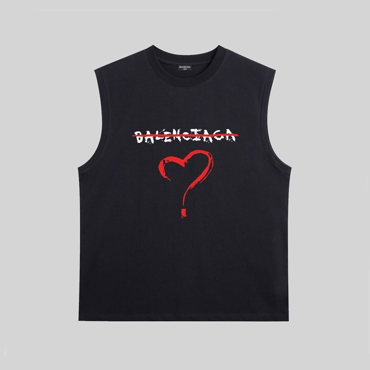 バレンシアガメンズブラッククルーネックタンクトップa449