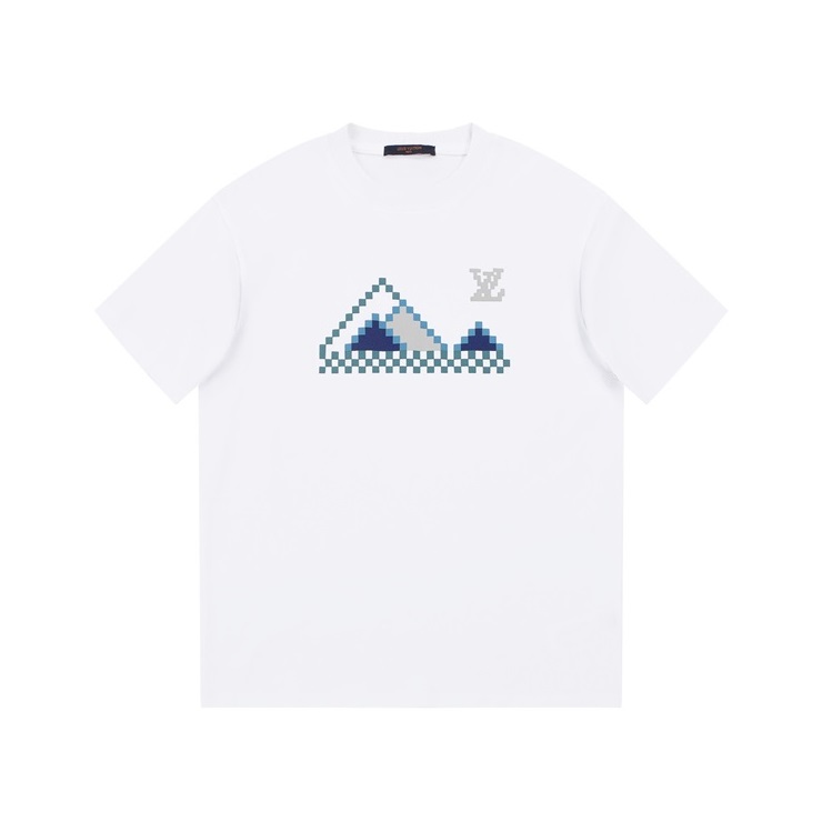 ルイヴィトンメンズホワイトクルーネック半袖Tシャツv1134