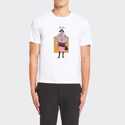 プラダメンズクルーネックホワイト半袖Tシャツr535