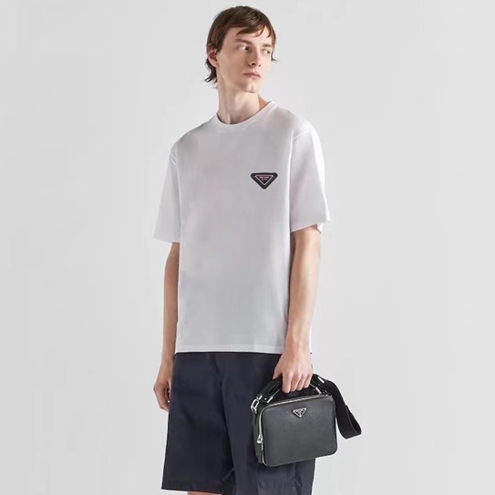 プラダメンズクルーネックホワイト半袖Tシャツr537