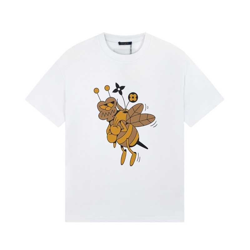 ルイヴィトンメンズホワイトクルーネック半袖Tシャツv1145