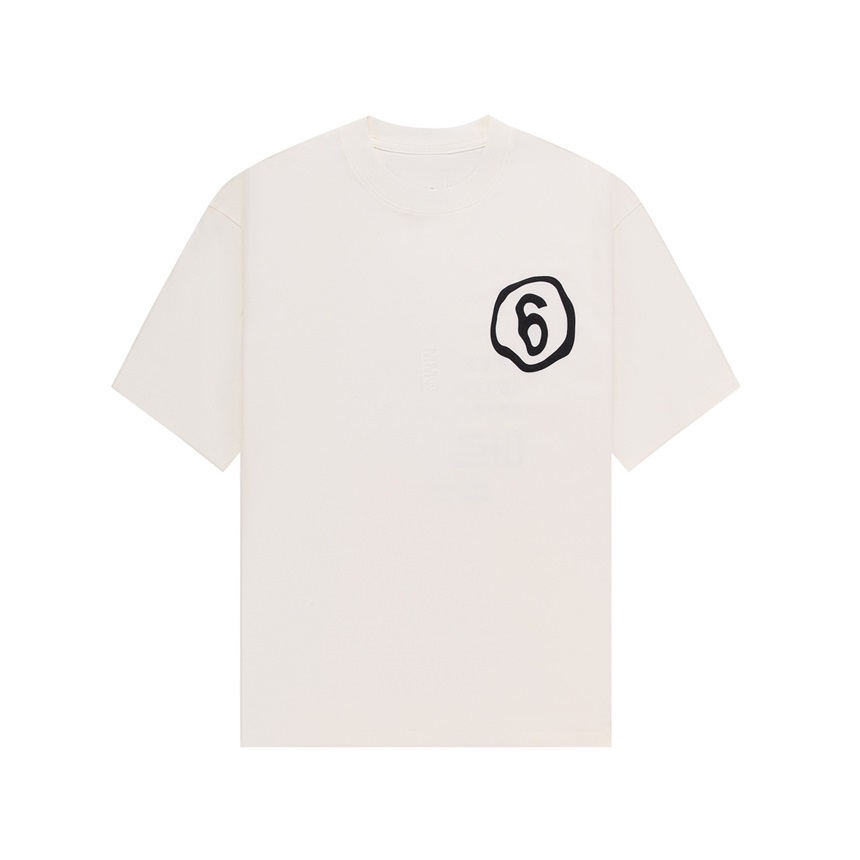 メゾンマルジェラユニセックスクルーネックアイボリー半袖Tシャツi176