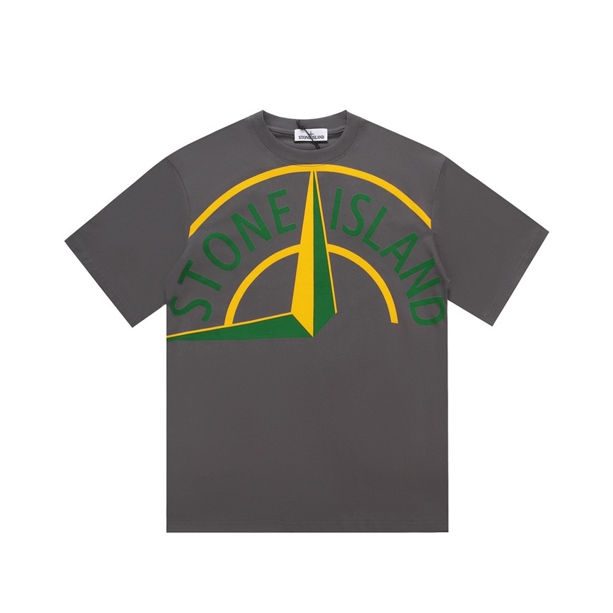 ストーンアイランドメンズグレークルーネック半袖Tシャツt73