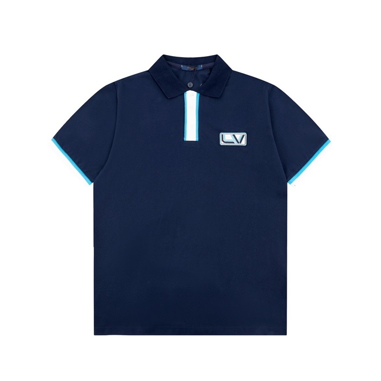 ルイヴィトンメンズネイビーポロ半袖Tシャツv1168