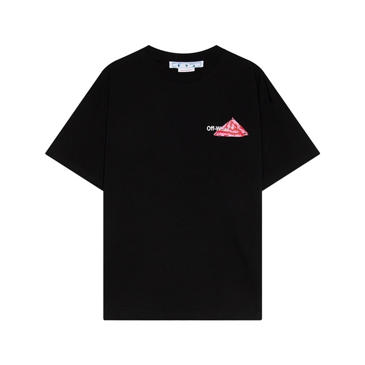 オフホワイトメンズモダンブラック半袖Tシャツf55