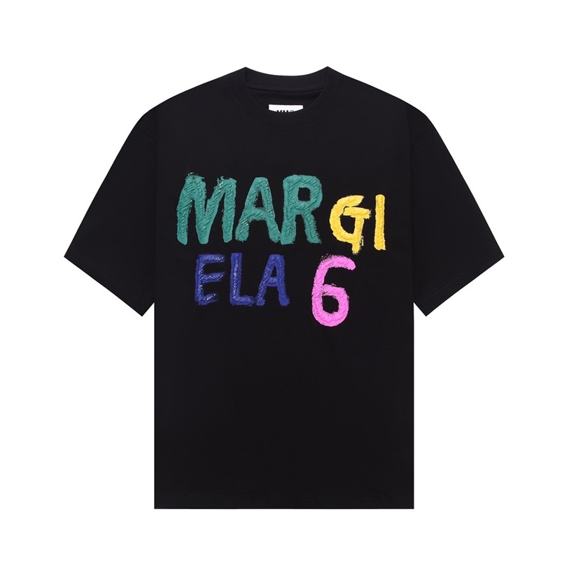 メゾンマルジェラユニセックスクルーネックブラック半袖Tシャツi180