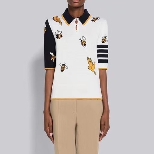 トムブラウンレディースホワイトポロ半袖Tシャツh67