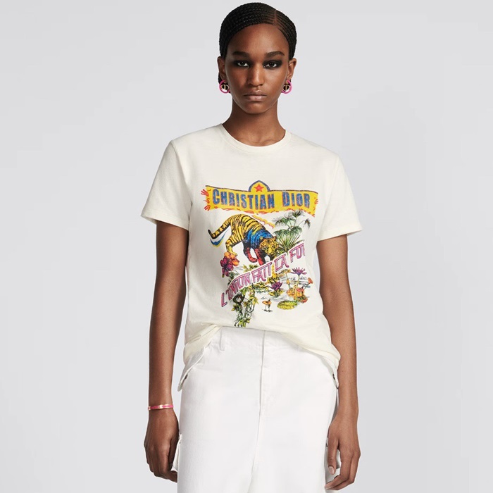 ディオールレディースホワイトクルーネック半袖Tシャツi513