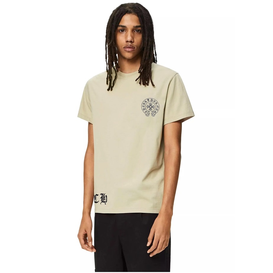 クロムハーツメンズベージュクルーネック半袖Tシャツh153