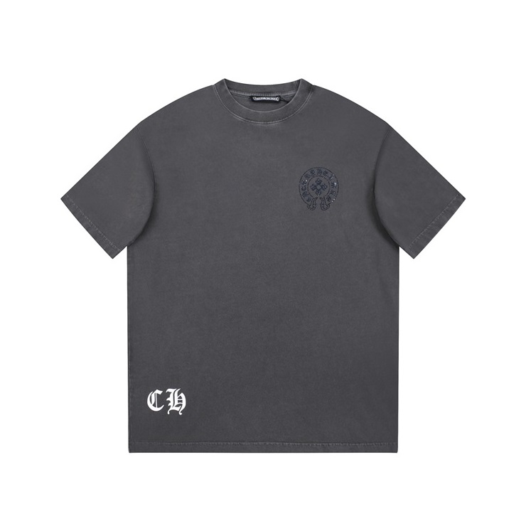 クロムハーツメンズグレークルーネック半袖Tシャツh155