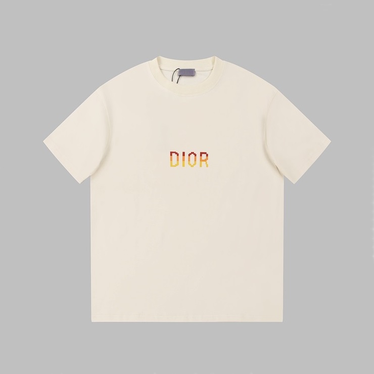 ディオールメンズアイボリークルーネック半袖Tシャツi516