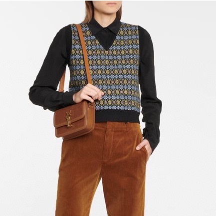 サンローランレディースブラウンショルダーバッグl380