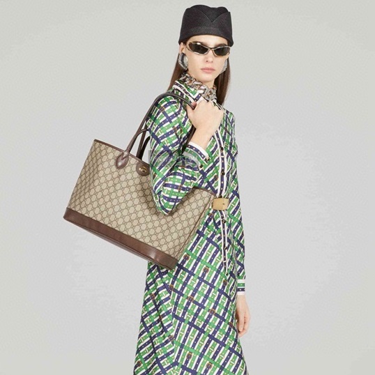 グッチレディースブラウンオフィディアショッパーバッグu762