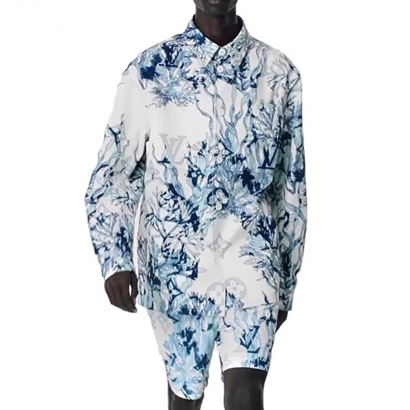 ルイヴィトンメンズブルーシャツv1396