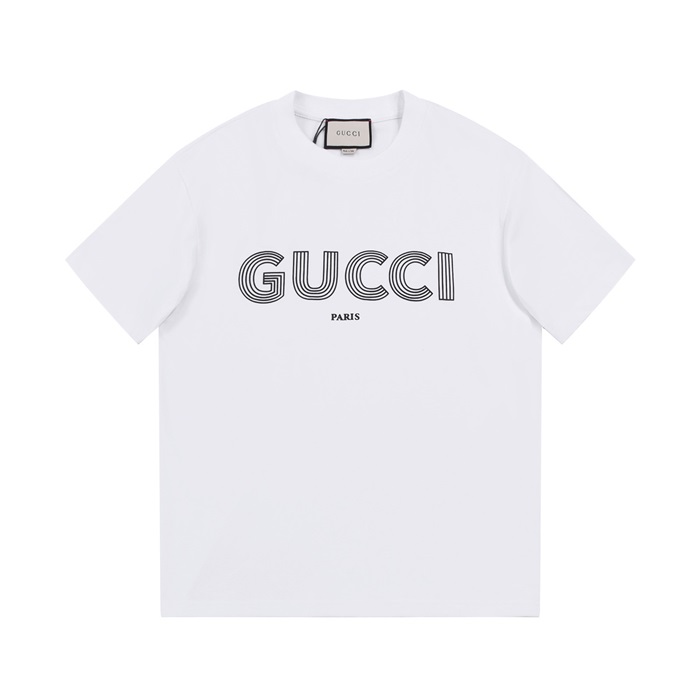 グッチユニセックスホワイトクルーネック半袖Tシャツu772