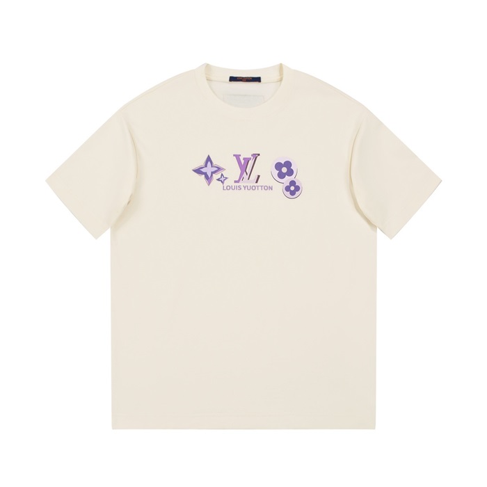 ルイヴィトンメンズアイボリークルーネック半袖Tシャツv1400