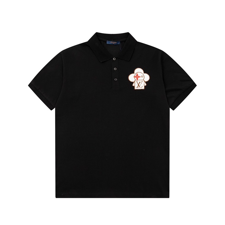 ルイヴィトンメンズブラックポロ半袖Tシャツv1408