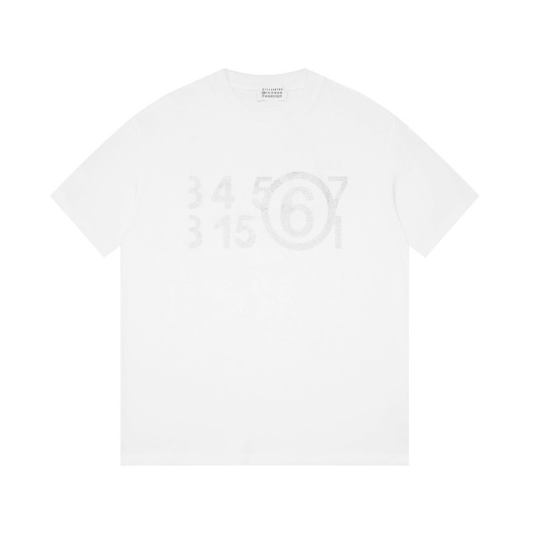 メゾンマルジェラユニセックスクルーネックホワイト半袖Tシャツi187