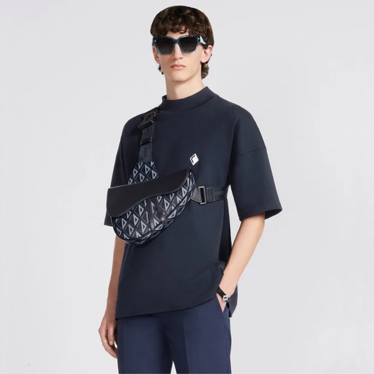 ディオールメンズブルーサドルバッグi530