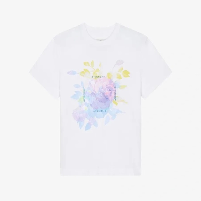 ジバンシィメンズクルーネックホワイト半袖Tシャツi294