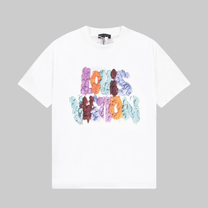 ルイヴィトンメンズホワイトクルーネック半袖Tシャツv1425