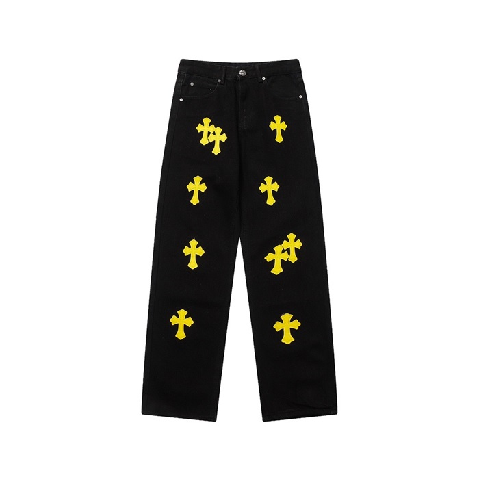 クロムハーツメンズトレンディブラックジーンズh162