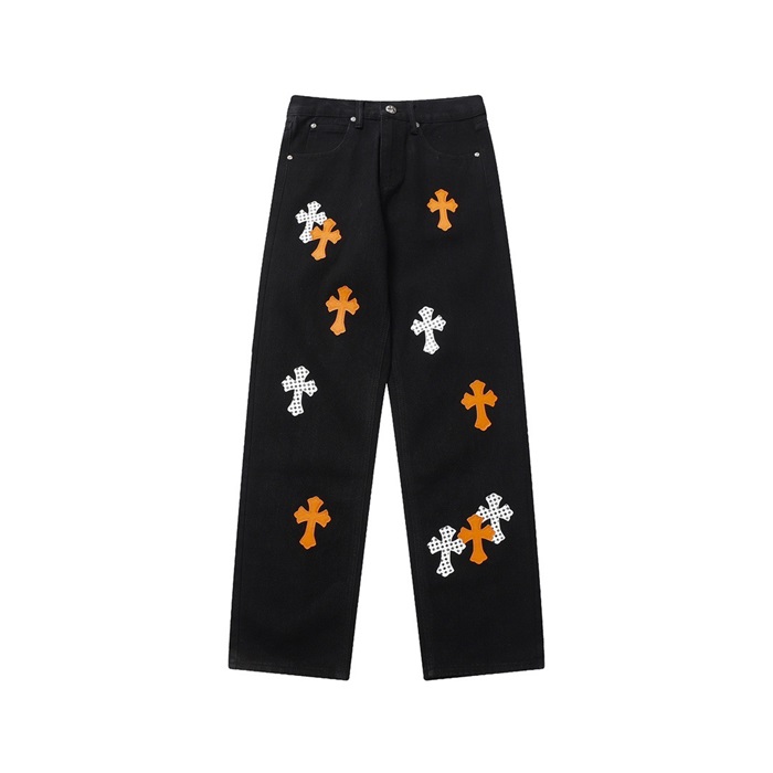 クロムハーツメンズトレンディブラックジーンズh164