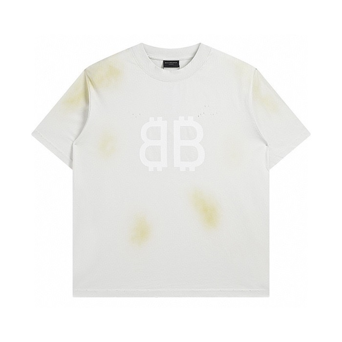 バレンシアガメンズグレークルーネック半袖Tシャツa502