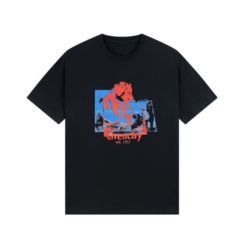 ジバンシィメンズクルーネックブラック半袖Tシャツi302