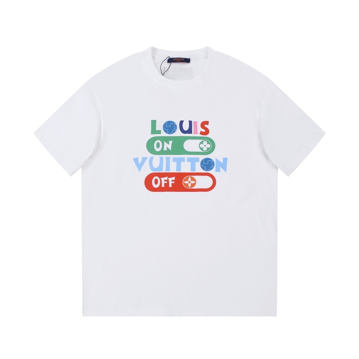 ルイヴィトンメンズクルーネックホワイト半袖Tシャツv1456